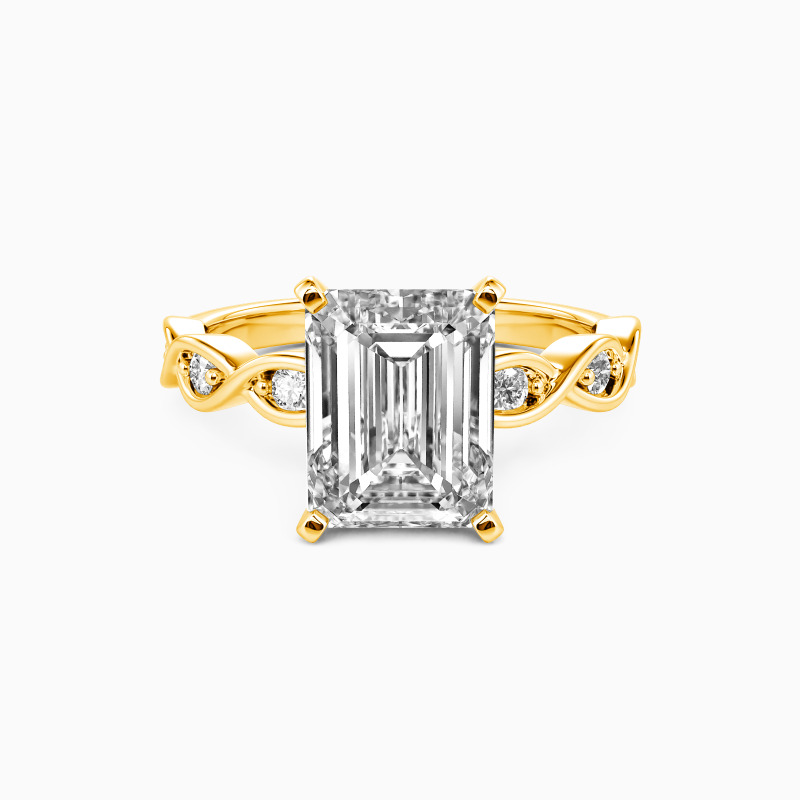 "Devotion Only for You" Emerald Cut Side Stone Engagement Ring