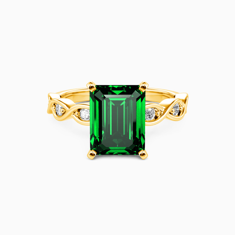 "Devotion Only for You" Emerald Cut Side Stone Engagement Ring