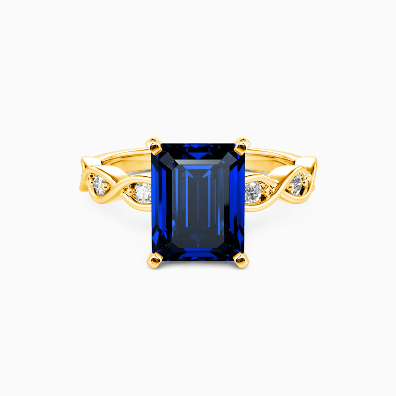 "Devotion Only for You" Emerald Cut Side Stone Engagement Ring