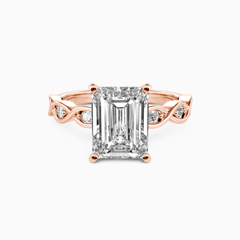 "Devotion Only for You" Emerald Cut Side Stone Engagement Ring