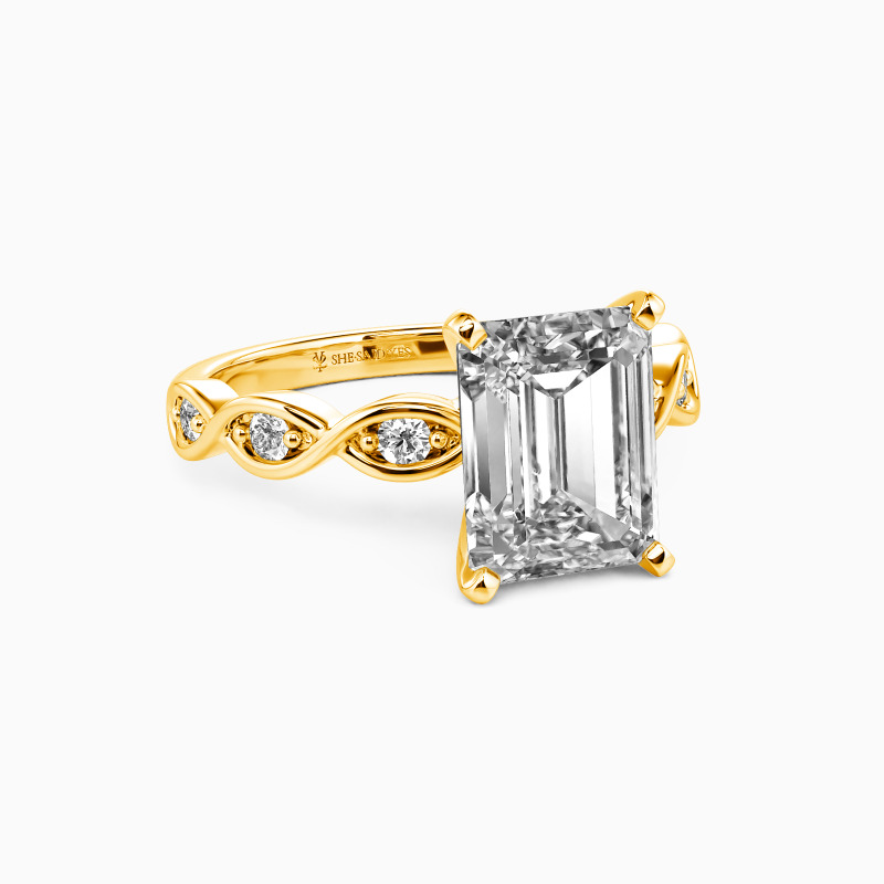 "Devotion Only for You" Emerald Cut Side Stone Engagement Ring