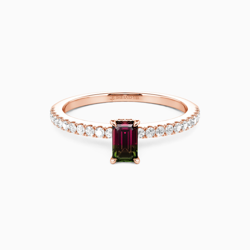 「シンプル」 0.4ct エメラルドカット サイドストーン 婚約指輪