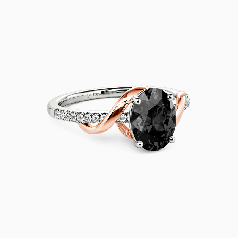 "Forever Right Now" Oval Cut Side Stone Engagement Ring