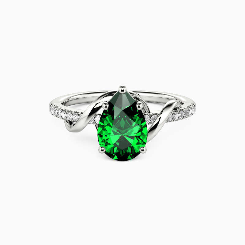 "Both of Us" Pear Cut Side Stone Engagement Ring
