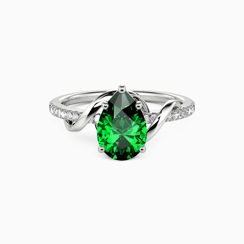 "Both of Us" Pear Cut Side Stone Engagement Ring