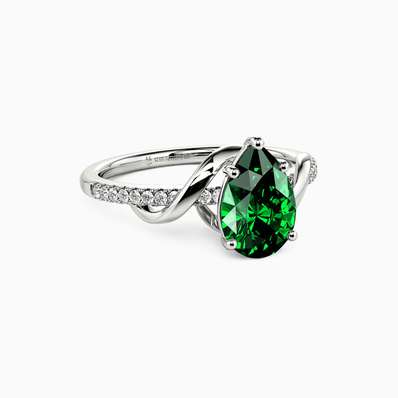 "Both of Us" Pear Cut Side Stone Engagement Ring