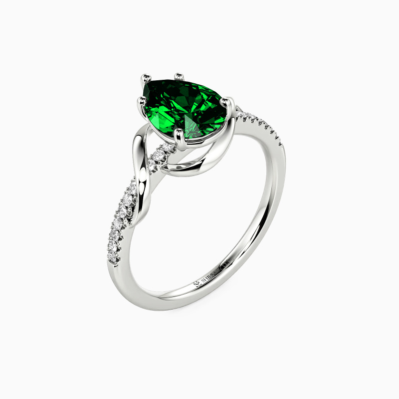 "Both of Us" Pear Cut Side Stone Engagement Ring