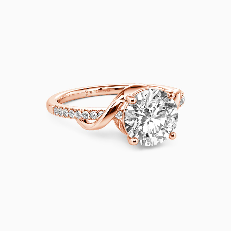 "On My Love" Round Cut Side Stone Engagement Ring