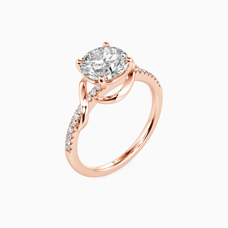 "On My Love" Round Cut Side Stone Engagement Ring