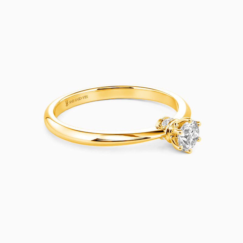 "Hand On Your Heart" 0.8ct Round Cut Side Stone Engagement Ring