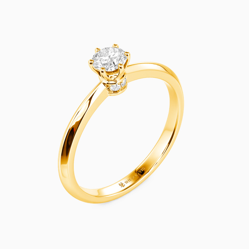 "Hand On Your Heart" 0.8ct Round Cut Side Stone Engagement Ring