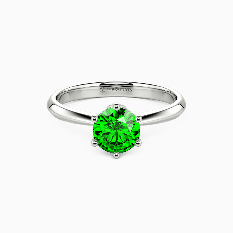 "Hand on Your Heart" 0.5ct Round Cut Side Stone Engagement Ring