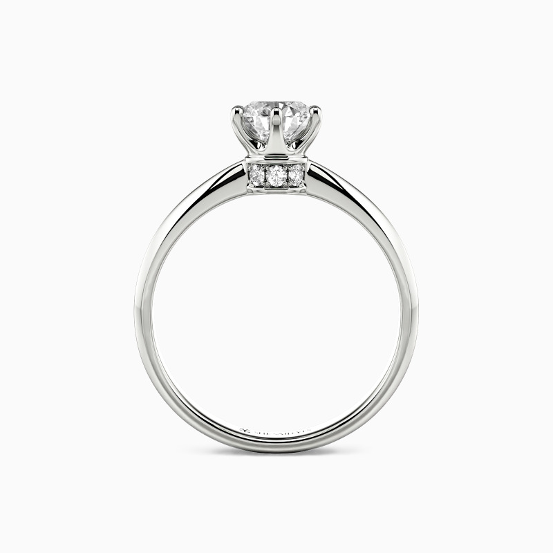 "Hand On Your Heart" Round Cut Side Stone Engagement Ring