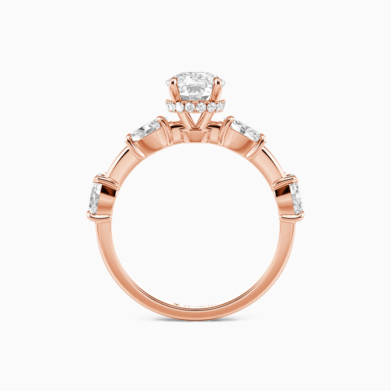 "Tender Moments" 3ct Elongated Cushion Side Stone Engagement Ring
