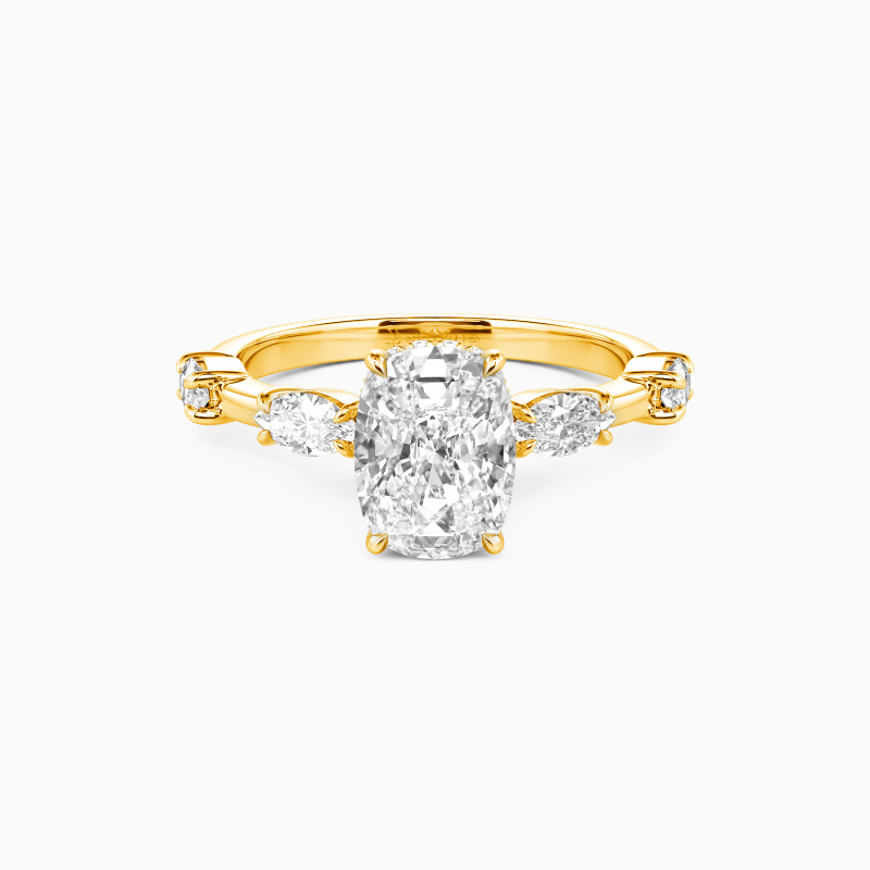 "Tender Moments" 2ct Elongated Cushion Side Stone Engagement Ring