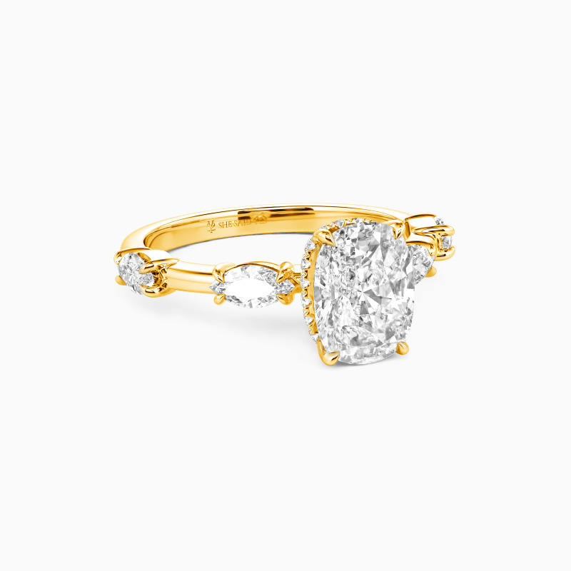 "Tender Moments" 2ct Elongated Cushion Side Stone Engagement Ring