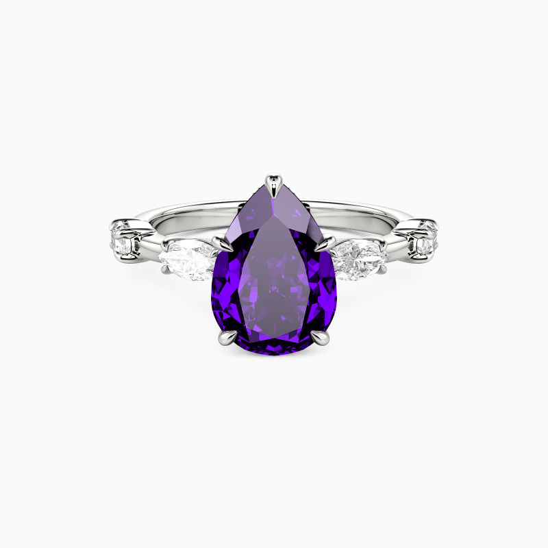 "Love Me Harder" 4ct Pear Cut Side Stone Engagement Ring