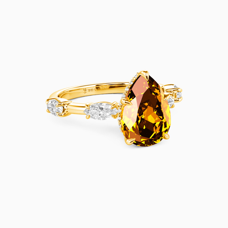 "Love Me Harder" 2ct Pear Cut Side Stone Engagement Ring