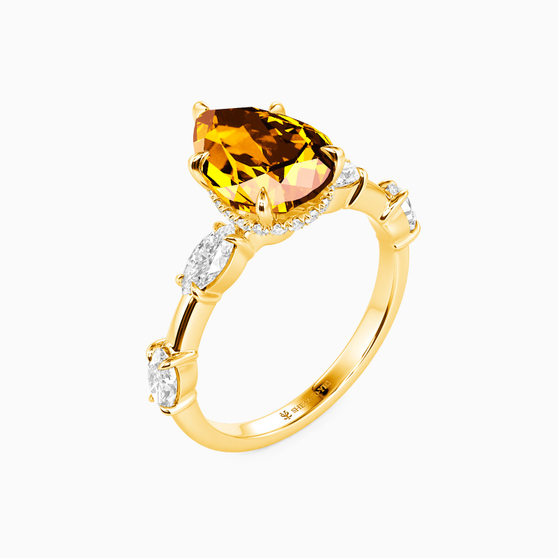 "Love Me Harder" 2ct Pear Cut Side Stone Engagement Ring