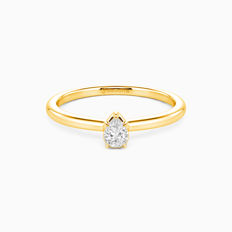 "Promets-Moi Pour Toujours" Bague de fiançailles solitaire 0,3 ct taille Poire