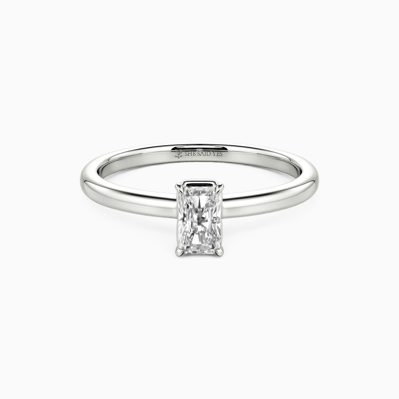 「人生の道標」Pt950/K18 ラディアントカット ソリティア 婚約指輪 0.4ct