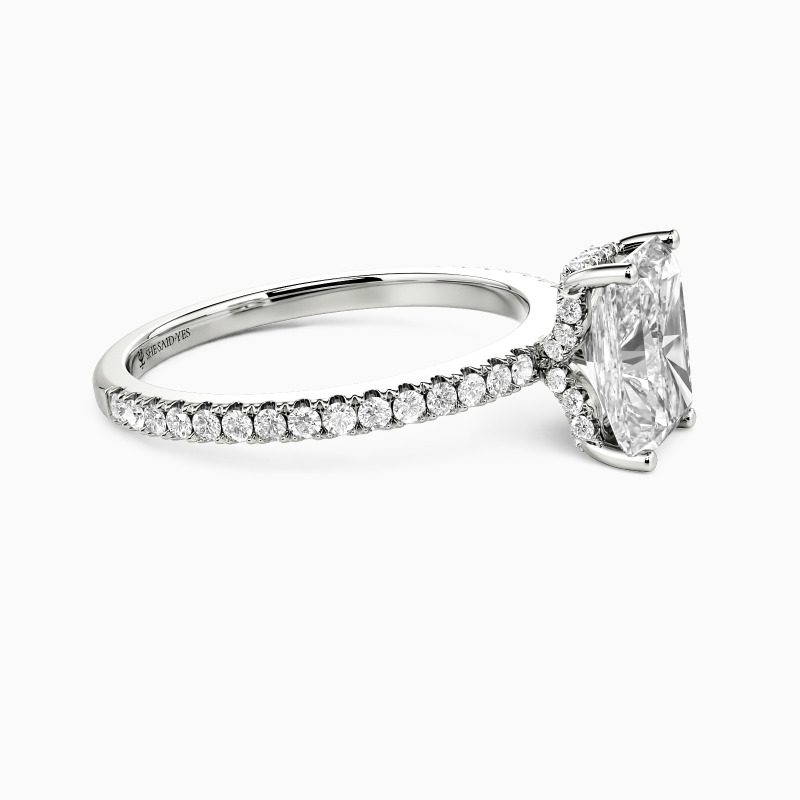 "Yours Completely" 3ct Radiant Cut Side Stone Engagement Ring