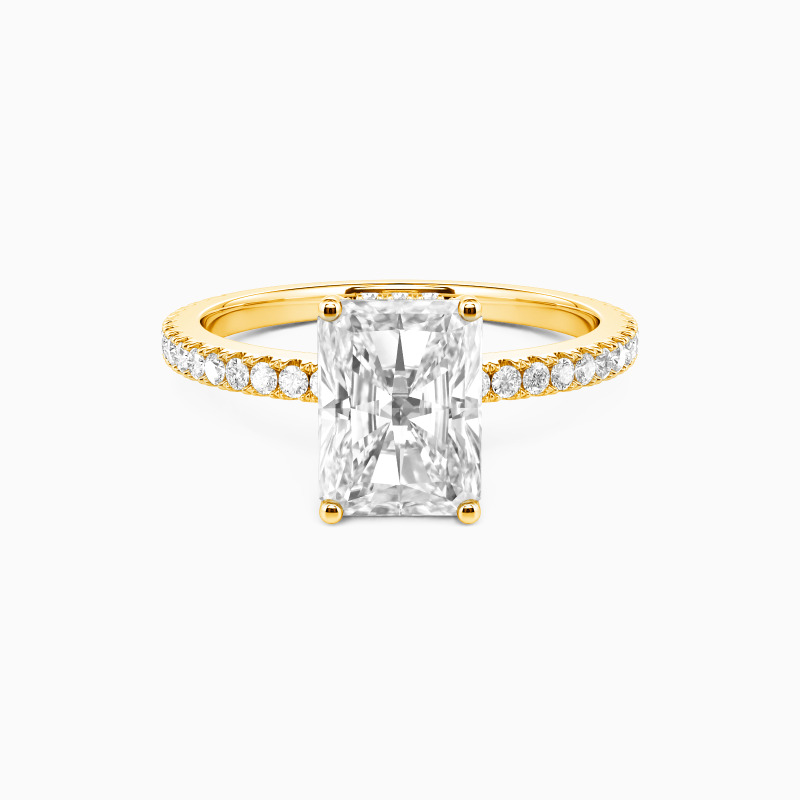 "Yours Completely" 4ct Radiant Cut Side Stone Engagement Ring