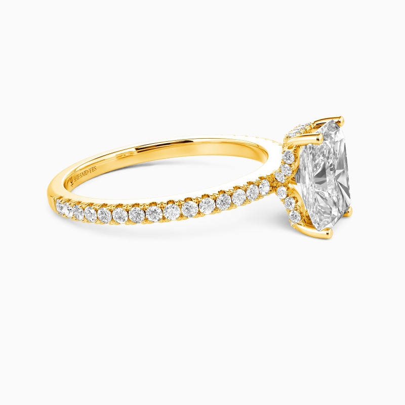 "Yours Completely" 4ct Radiant Cut Side Stone Engagement Ring