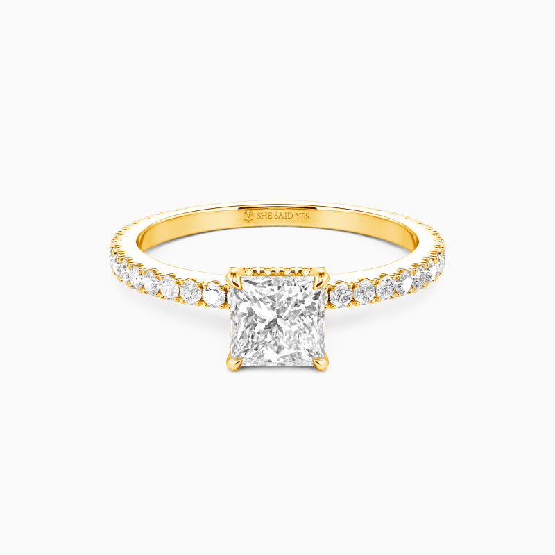 "Whisper of Forever" 0.6ct Princess Cut Side Stone Engagement Ring