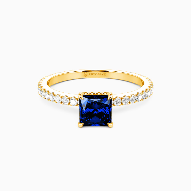 "Whisper of Forever" 0.6ct Princess Cut Side Stone Engagement Ring