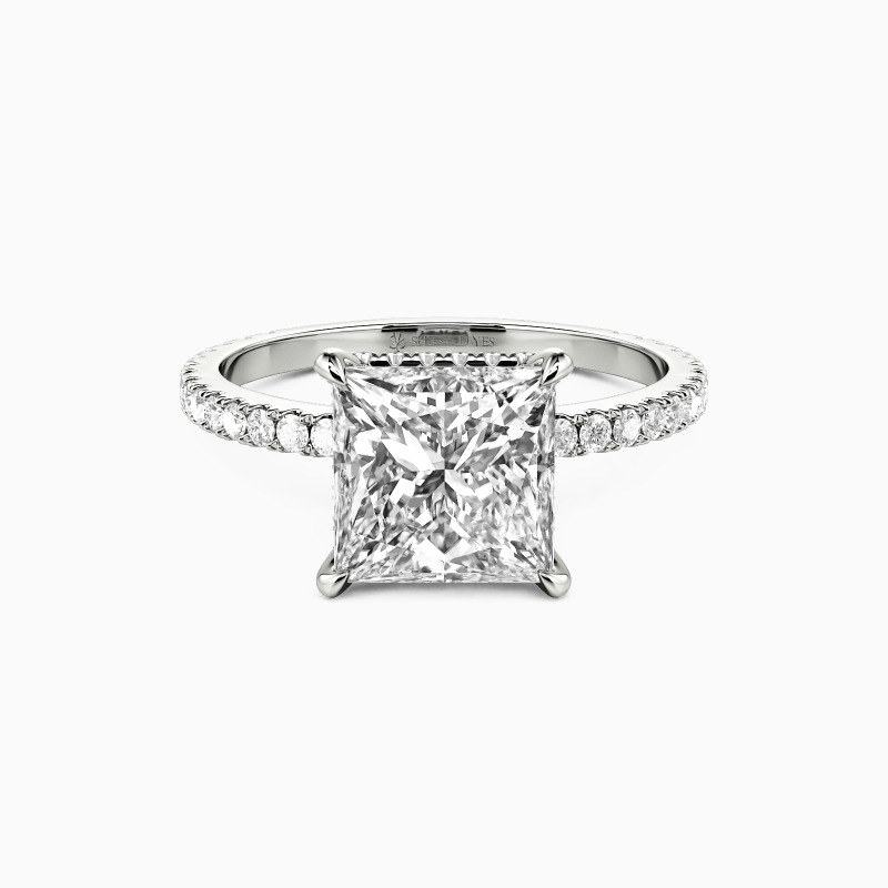 "Whisper of Forever" 2ct Princess Cut Side Stone Engagement Ring