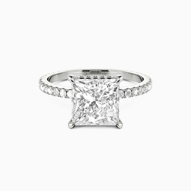 "Whisper of Forever" Princess Cut Side Stone Engagement Ring