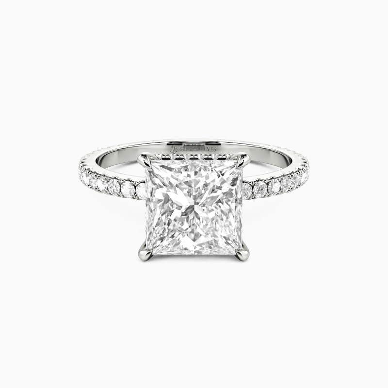 "Whisper of Forever" 2ct Princess Cut Side Stone Engagement Ring