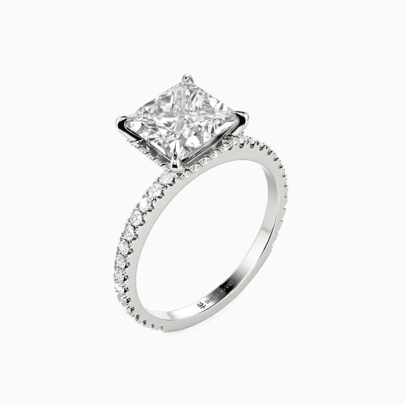 "Whisper of Forever" Princess Cut Side Stone Engagement Ring