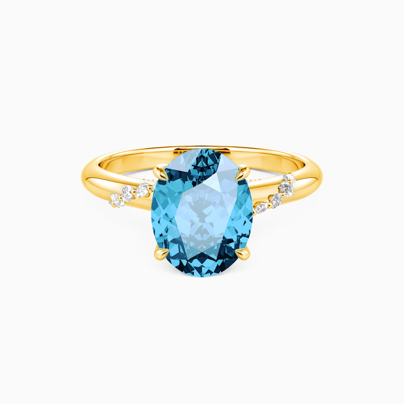"Romantic Reverie" Oval Cut Side Stone Engagement Ring