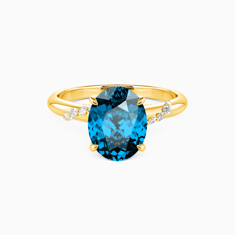 "Romantic Reverie" Oval Cut Side Stone Engagement Ring