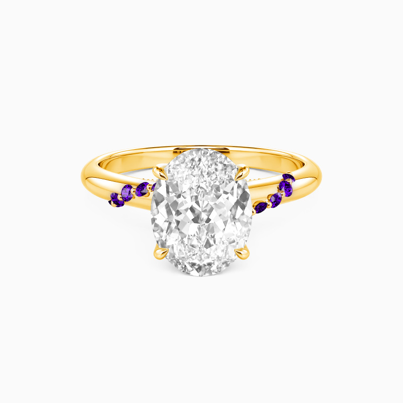 "Romantic Reverie" Oval Cut Side Stone Engagement Ring