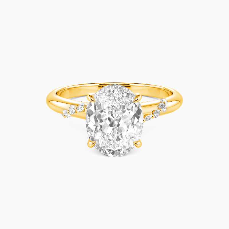 "Romantic Reverie" Oval Cut Side Stone Engagement Ring