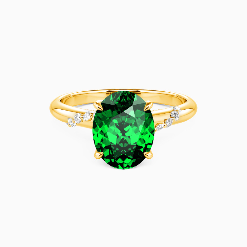 "Romantic Reverie" Oval Cut Side Stone Engagement Ring