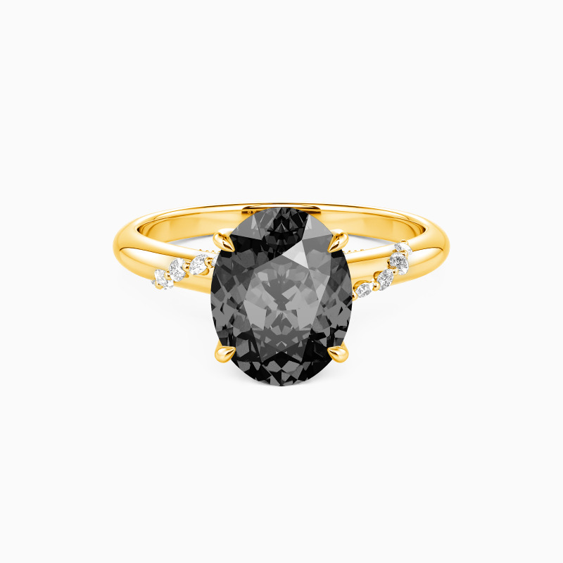 "Romantic Reverie" Oval Cut Side Stone Engagement Ring