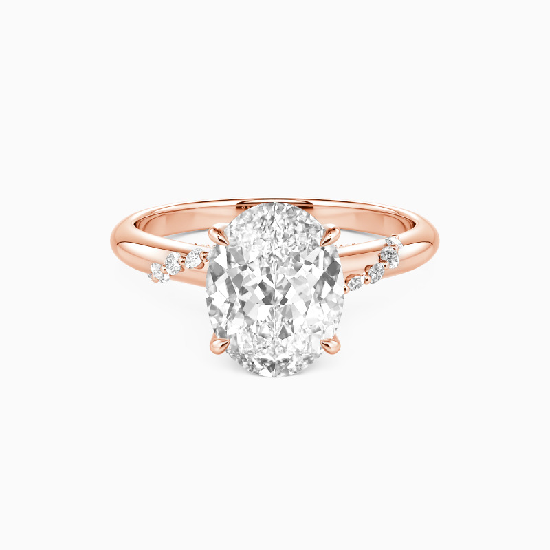 "Romantic Reverie" Oval Cut Side Stone Engagement Ring