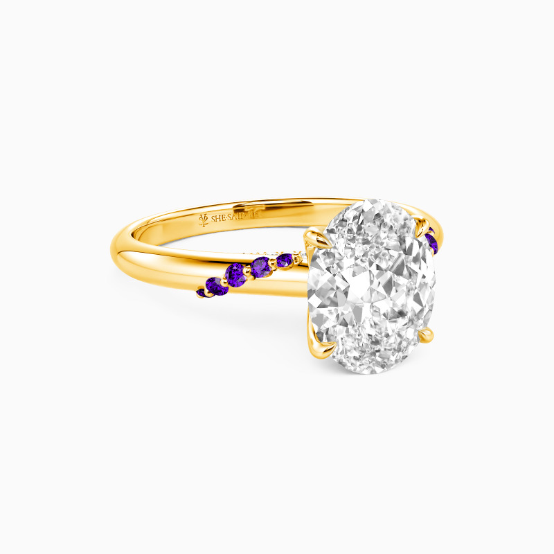 "Romantic Reverie" Oval Cut Side Stone Engagement Ring