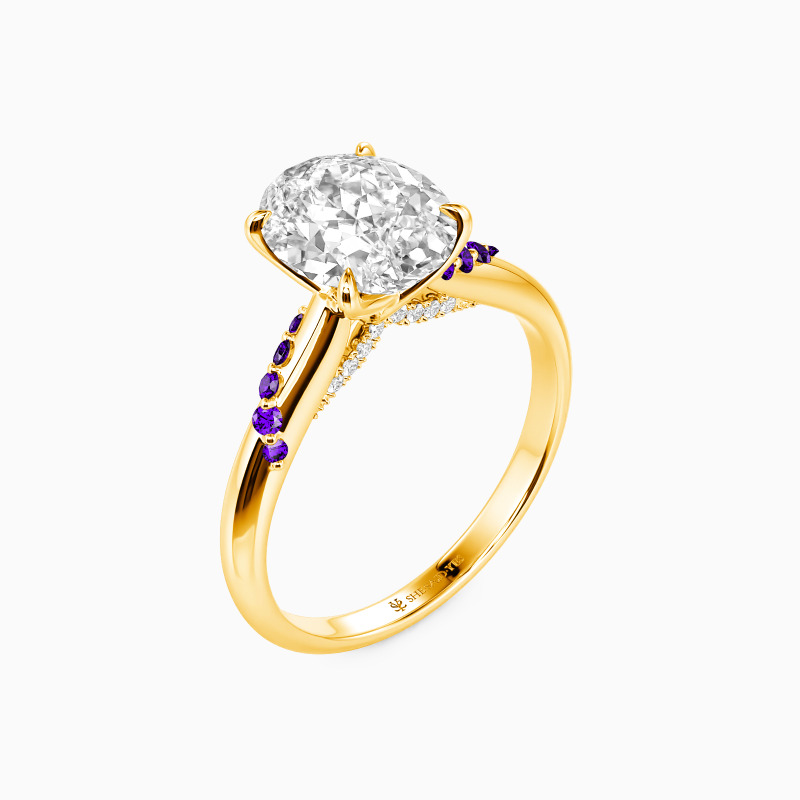 "Romantic Reverie" Oval Cut Side Stone Engagement Ring