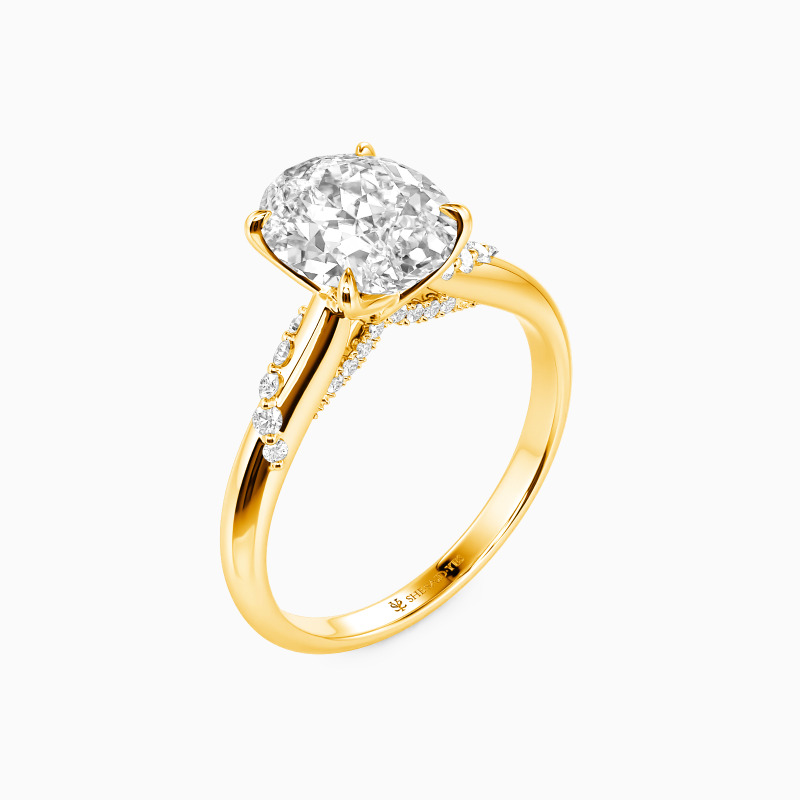 "Romantic Reverie" Oval Cut Side Stone Engagement Ring