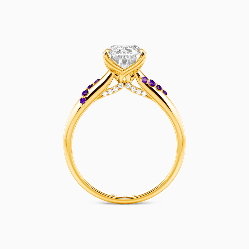 "Romantic Reverie" Oval Cut Side Stone Engagement Ring