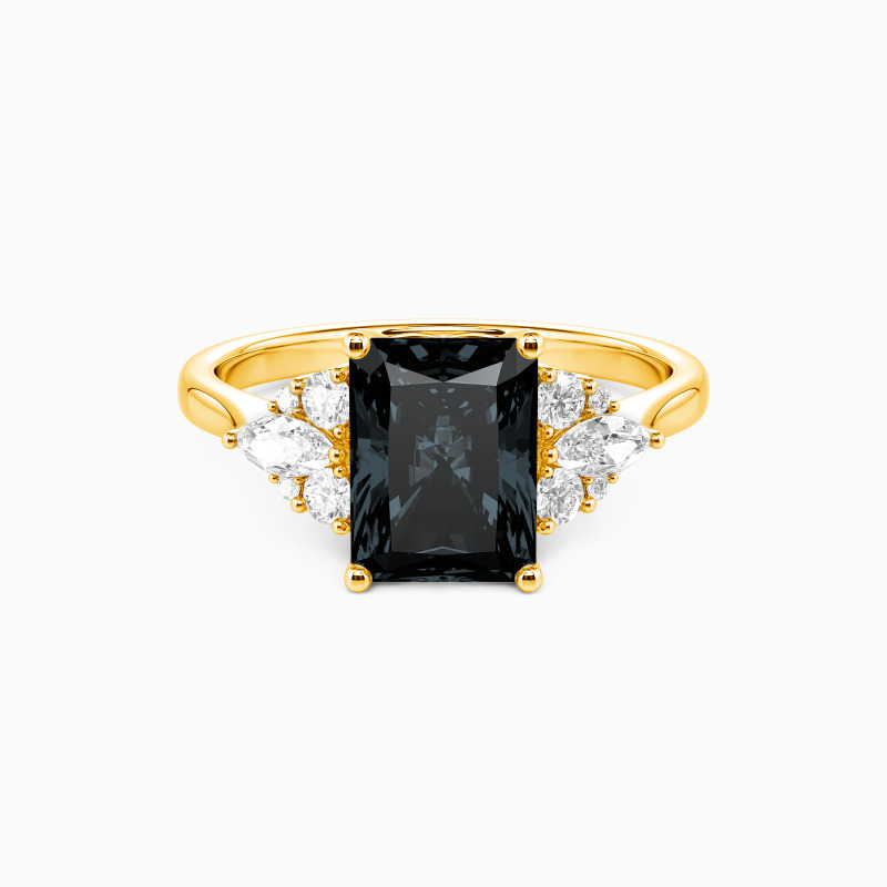 "Make You Feel My Love" Radiant Cut Cluster Side Stone Engagement Ring