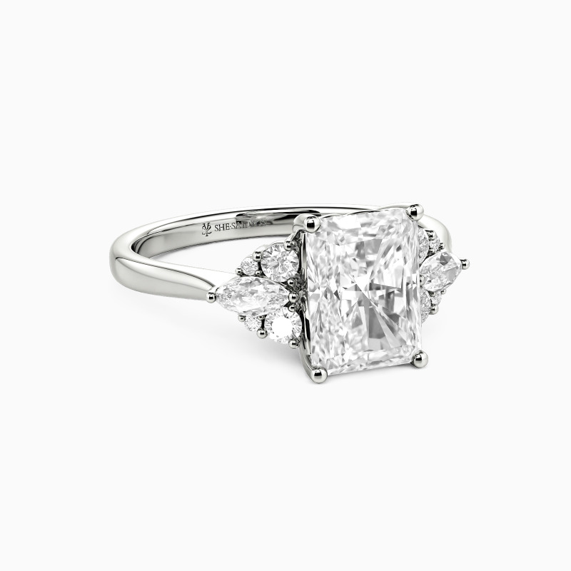 "Make You Feel My Love" Radiant Cut Side Stone Engagement Ring