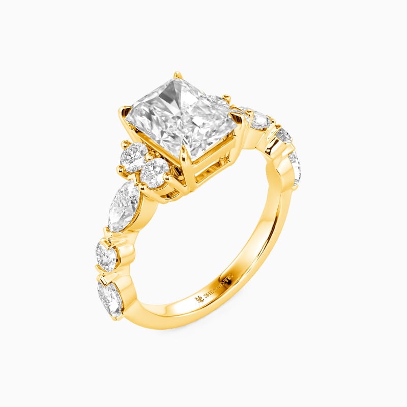 "Heaven Sent" Radiant Cut Side Stone Engagement Ring