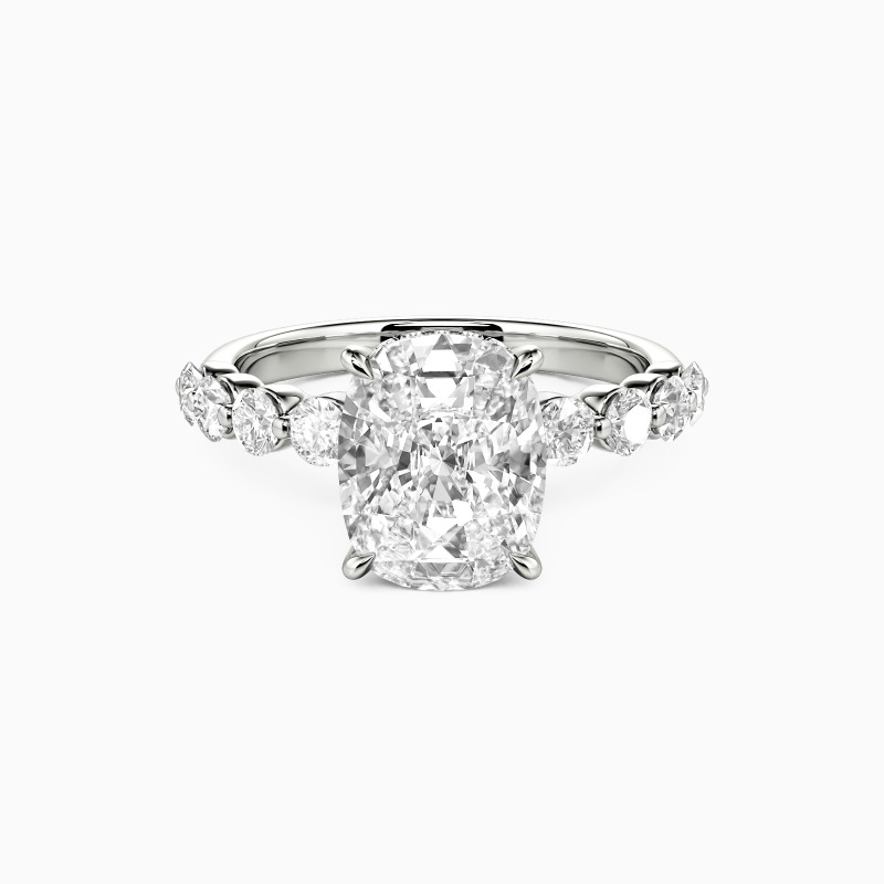 "Truly Madly Deeply" Elongated Cushion Side Stone Engagement Ring