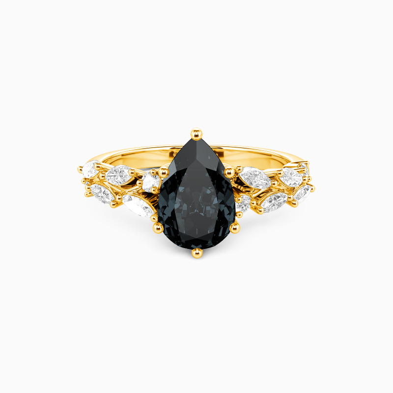 "Everything I Do" Pear Cut Cluster Side Stone Engagement Ring